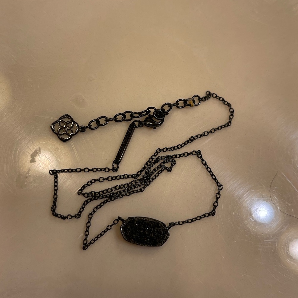 Kendra Scott black drusy gunmetal necklace